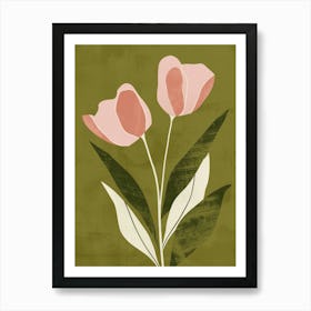 Pink & Green Rose 2 Art Print