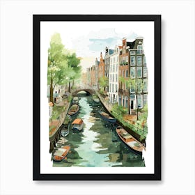 Canal Belt Amsterdam Neighborhood, Watercolour 2 Art Print