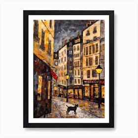 Painting Of Paris With A Cat In The Style Of Gustav Klimt 2 Art Print
