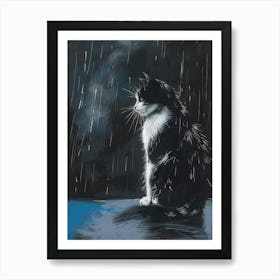 Cat In The Rain Art Print