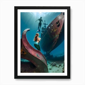 Mermaid Under The Sea-Reimagined 4 Art Print