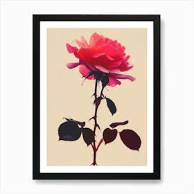 English Roses Painting Rose Silhouette 4 Art Print