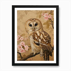 Tawny Owl Japanese Painting 3 Art Print