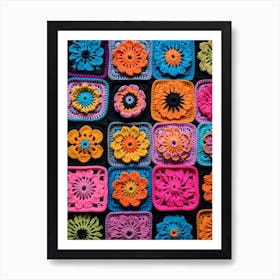 Crochet Granny Square  Retro 5 Art Print