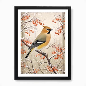 Winter Bird Painting Cedar Waxwing 2 Art Print