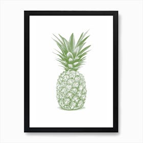 Green Pineapple Handrawn Art Print