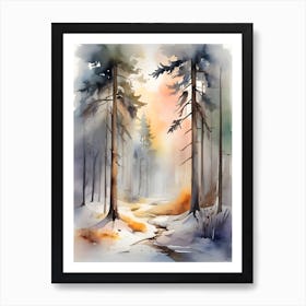 Watercolor Of A Winter Forest 1 Art Print