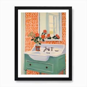 Bathroom Vanity Painting With A Marigold Bouquet 3 Art Print