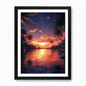 Sunset In The Jungle Art Print