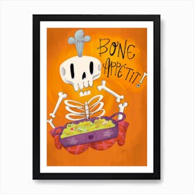 Bone Appetit Skeleton Halloween Art Print