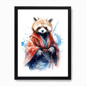 Baby Red Panda As A Jedi Watercolour 1 Art Print