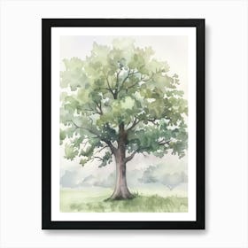 Walnut Tree Atmospheric Watercolour Painting 1 Art Print