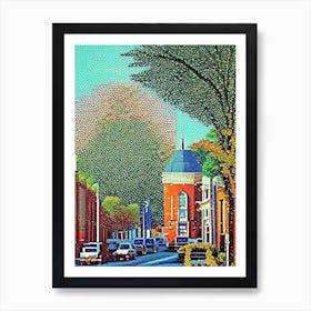 Brockton, City Us  Pointillism Art Print