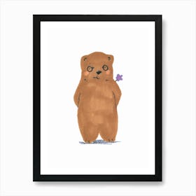 Bear With Flower 1 Art Print