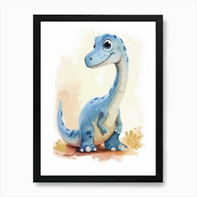 Cute Cartoon Maiasaura Dinosaur Watercolour 1 Art Print