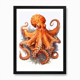 Day Octopus Flat Illustration 2 Art Print