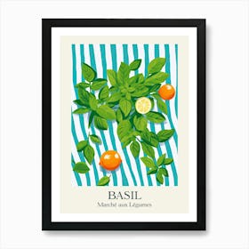 Marche Aux Legumes Basil Summer Illustration 1 Art Print