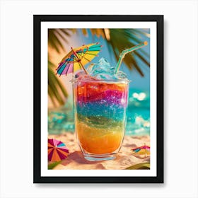 Rainbow Drink On The Beach Art Print