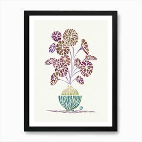 Watercolor Stephania Erecta leaves [white-red] Art Print