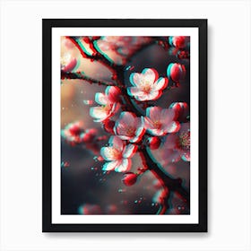 Cherry Blossoms In 3d Art Print