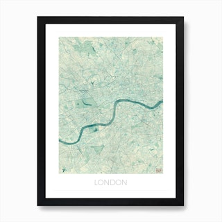London Map Vintage in Blue Art Print