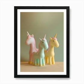 Muted Pastels Toy Unicorn Friends Art Print