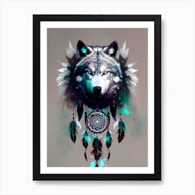 Wolf Dream Catcher Art Print