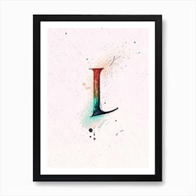 L  Letter, Alphabet Minimalist Watercolour 1 Art Print