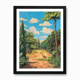 Dinosaur In A Garden Painting Art Print