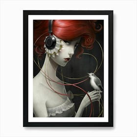 Girl With Headphones 43 Art Print