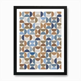 Mid Century Modern Pattern Earth Tones And Blue Art Print