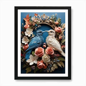 Birds In A Wreath 1 Art Print