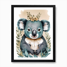 Watercolour Jungle Animal Baby Koala 3 Art Print by Tiny Wonders Nursery Art  - Fy