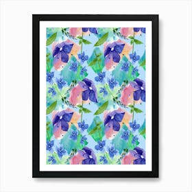 Watercolor Flowers - Veronica blue flower Art Print