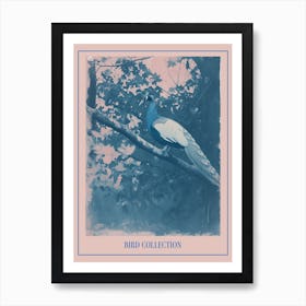 Peacock In The Tree Cyanotype Inspired 1 Poster Art Print