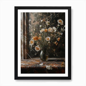 Baroque Floral Still Life Flax Flowers 4 Art Print