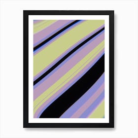 Purple Pastel Yellow Stripe Pattern Art Print