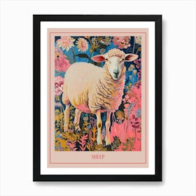 Floral Animal Painting Sheep 2 Poster Art Print