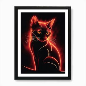 Cat In Flames Art Print