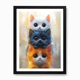 Cute Cats Stacked Together 13 Art Print