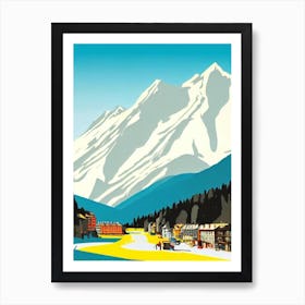 Chamonix, France Midcentury Vintage Skiing Poster Art Print