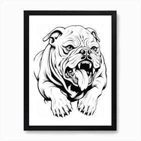 Bulldog Dog, Line Drawing 4 Art Print