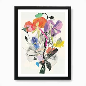 Sweet Pea 3 Collage Flower Bouquet Art Print