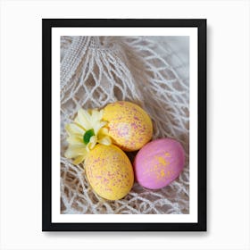 Easter Eggs On A Net Art Print