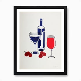 Blueberry Daiquiri Picasso Line Drawing Cocktail Poster Art Print