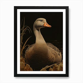 Dark And Moody Botanical Goose 2 Art Print