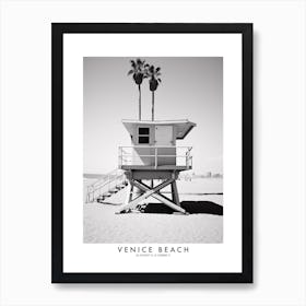 Poster Of Venice Beach, Black And White Analogue Photograph 3 Art Print