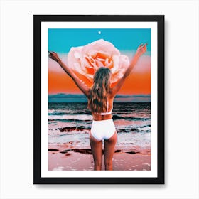 Beach Babe Rose Collage Art Print