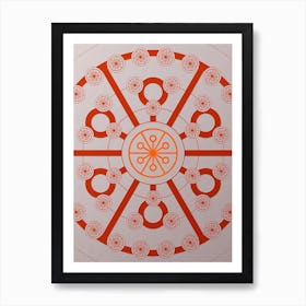 Geometric Abstract Glyph Circle Array in Tomato Red n.0258 Art Print