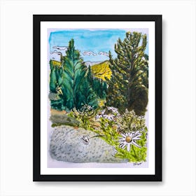 Daisies In The Mountains Art Print